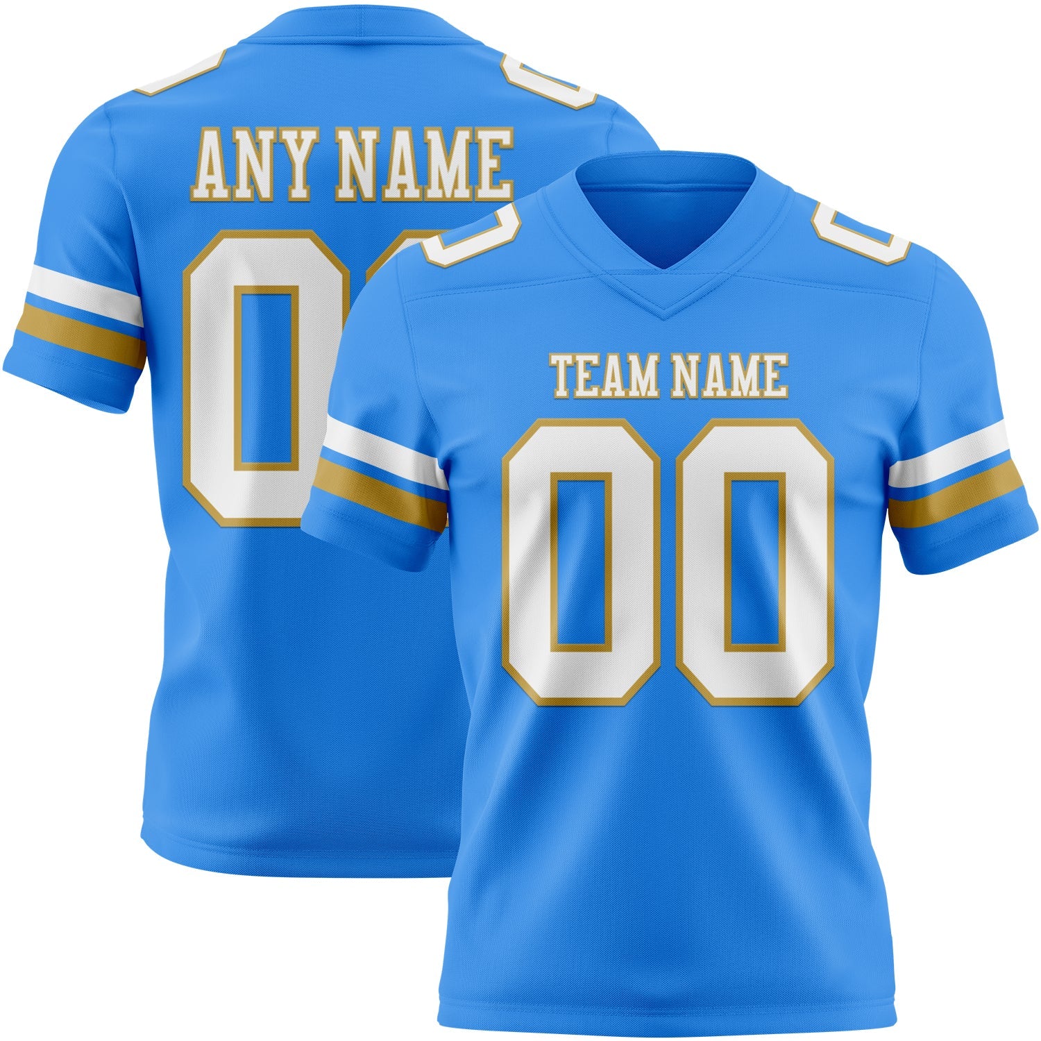 Custom Powder Blue White-Old Gold Authentic Football Jersey