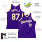 Custom Purple Cream Authentic Throwback Basketball Jersey