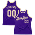 Custom Purple Cream Authentic Throwback Basketball Jersey