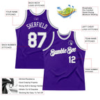 Custom Purple White-Gray Authentic Throwback Basketball Jersey