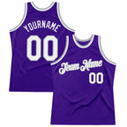 Custom Purple White-Gray Authentic Throwback Basketball Jersey