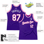 Custom Purple White-Pink Authentic Throwback Basketball Jersey