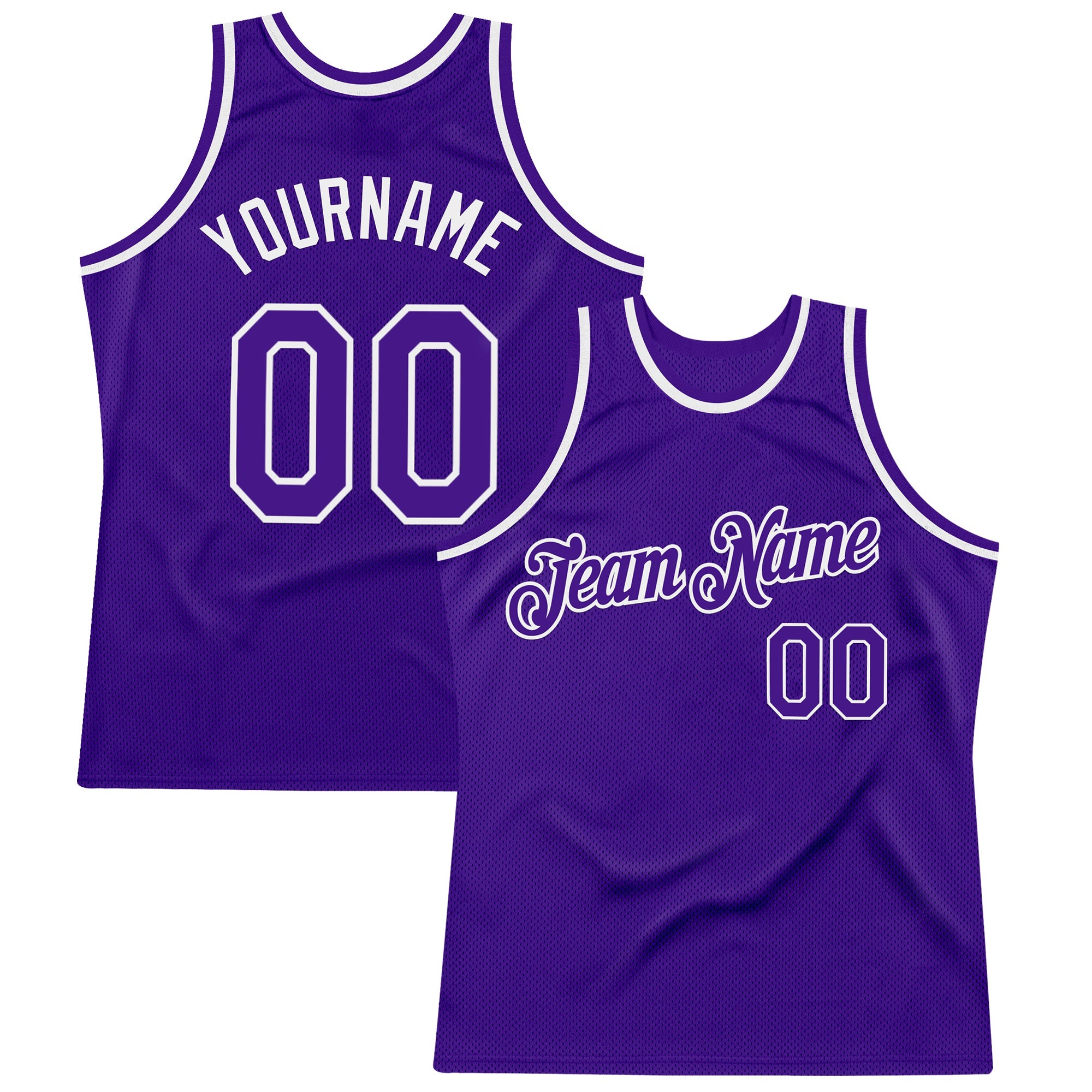 Custom Purple White Authentic Throwback Basketball Jersey