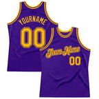 Custom Purple Gold Authentic Throwback Basketball Jersey