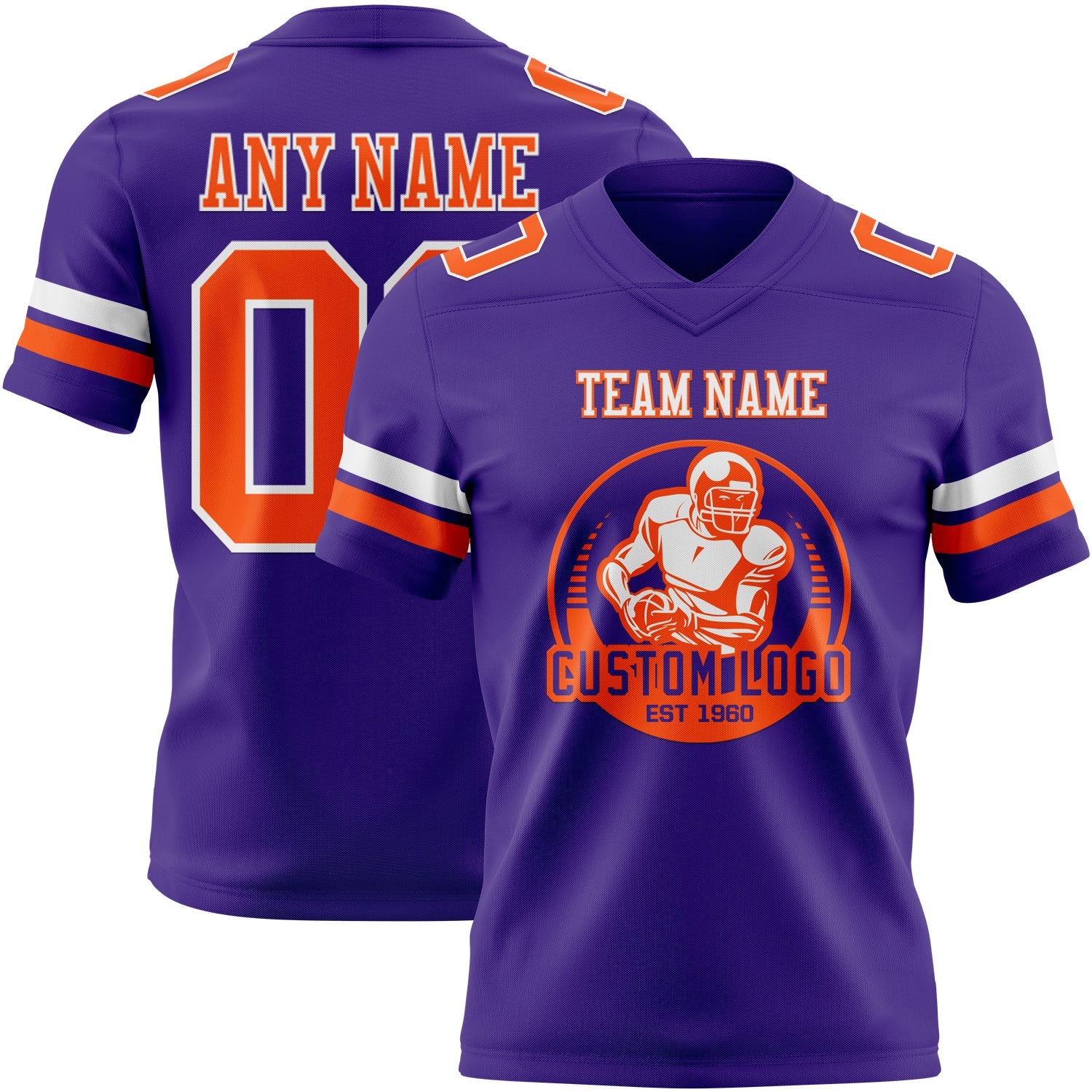 Custom Purple Orange-White Authentic Football Jersey