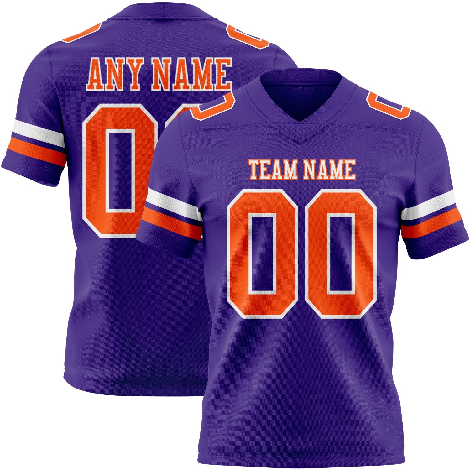 Custom Purple Orange-White Authentic Football Jersey