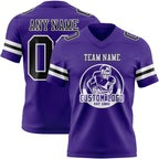 Custom Purple Black-White Authentic Football Jersey