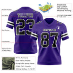 Custom Purple Black-White Authentic Football Jersey