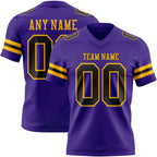 Custom Purple Black-Gold Authentic Football Jersey