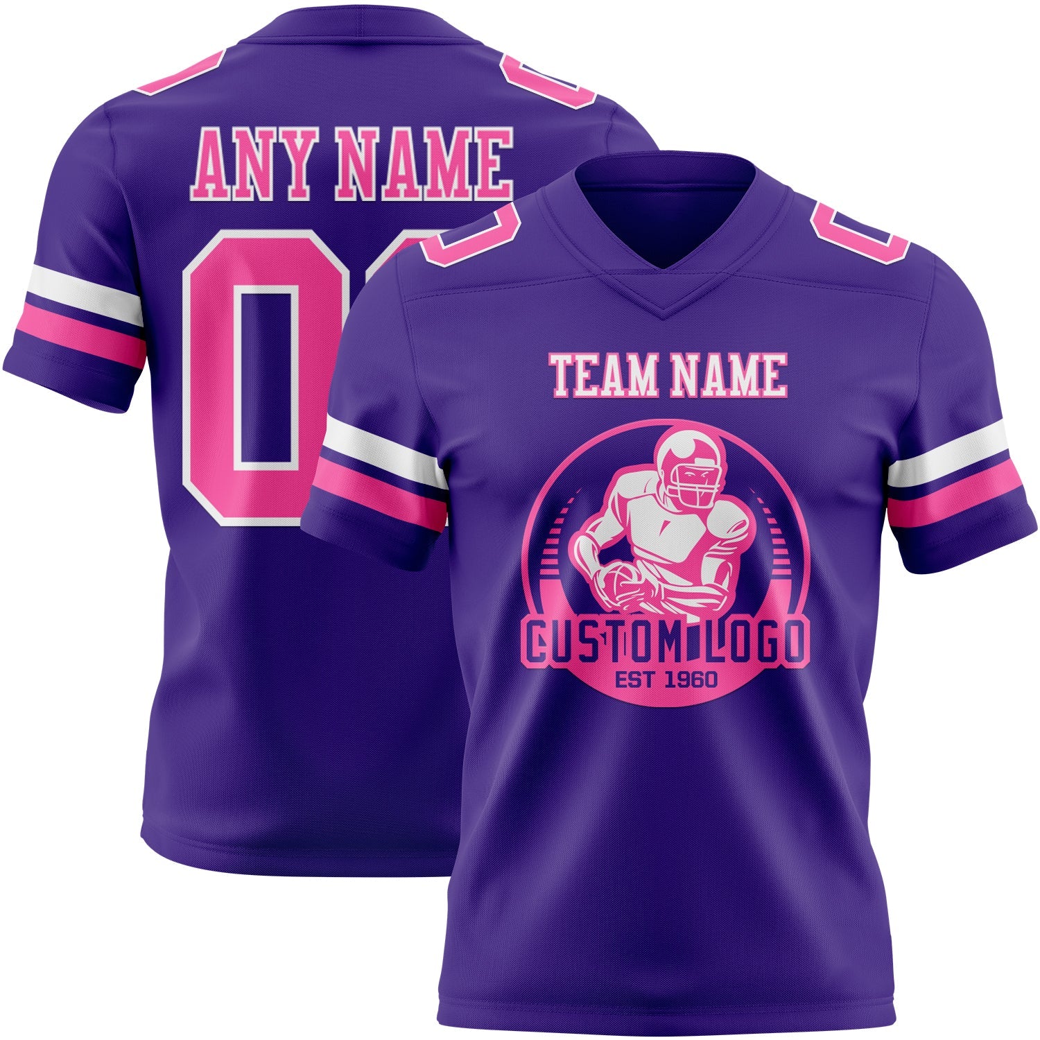 Custom Purple Pink-White Authentic Football Jersey
