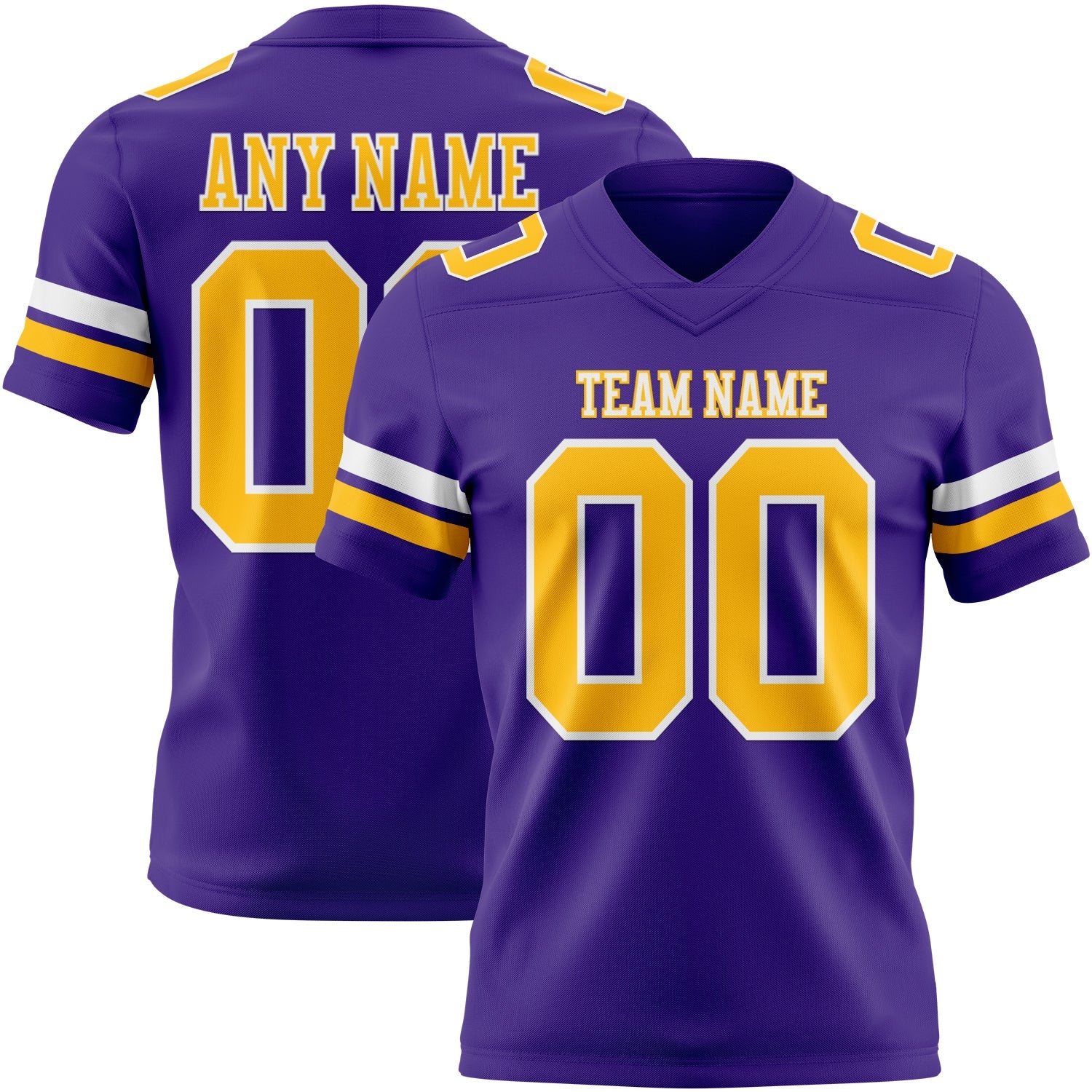 Custom Purple Gold-White Authentic Football Jersey