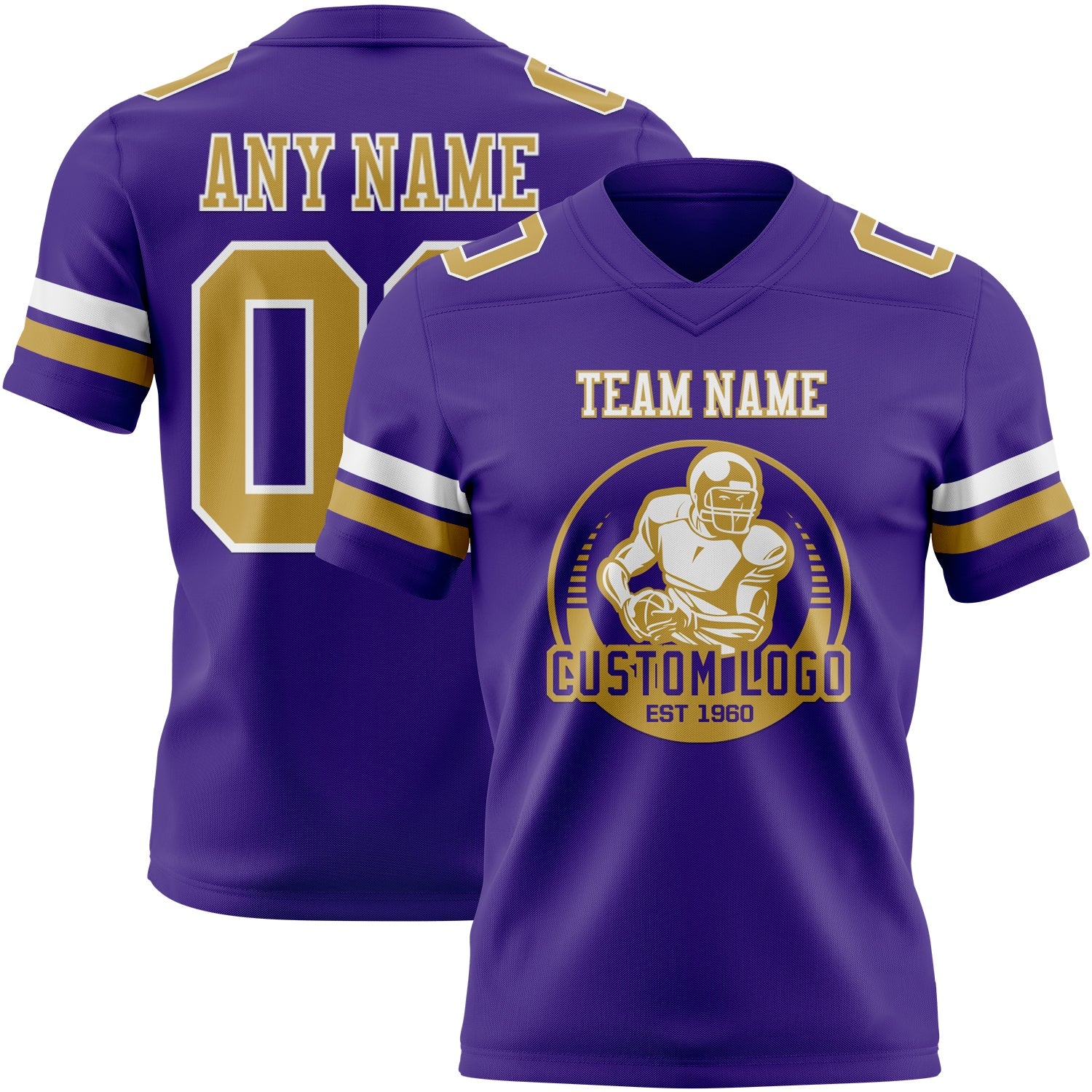Custom Purple Old Gold-White Authentic Football Jersey