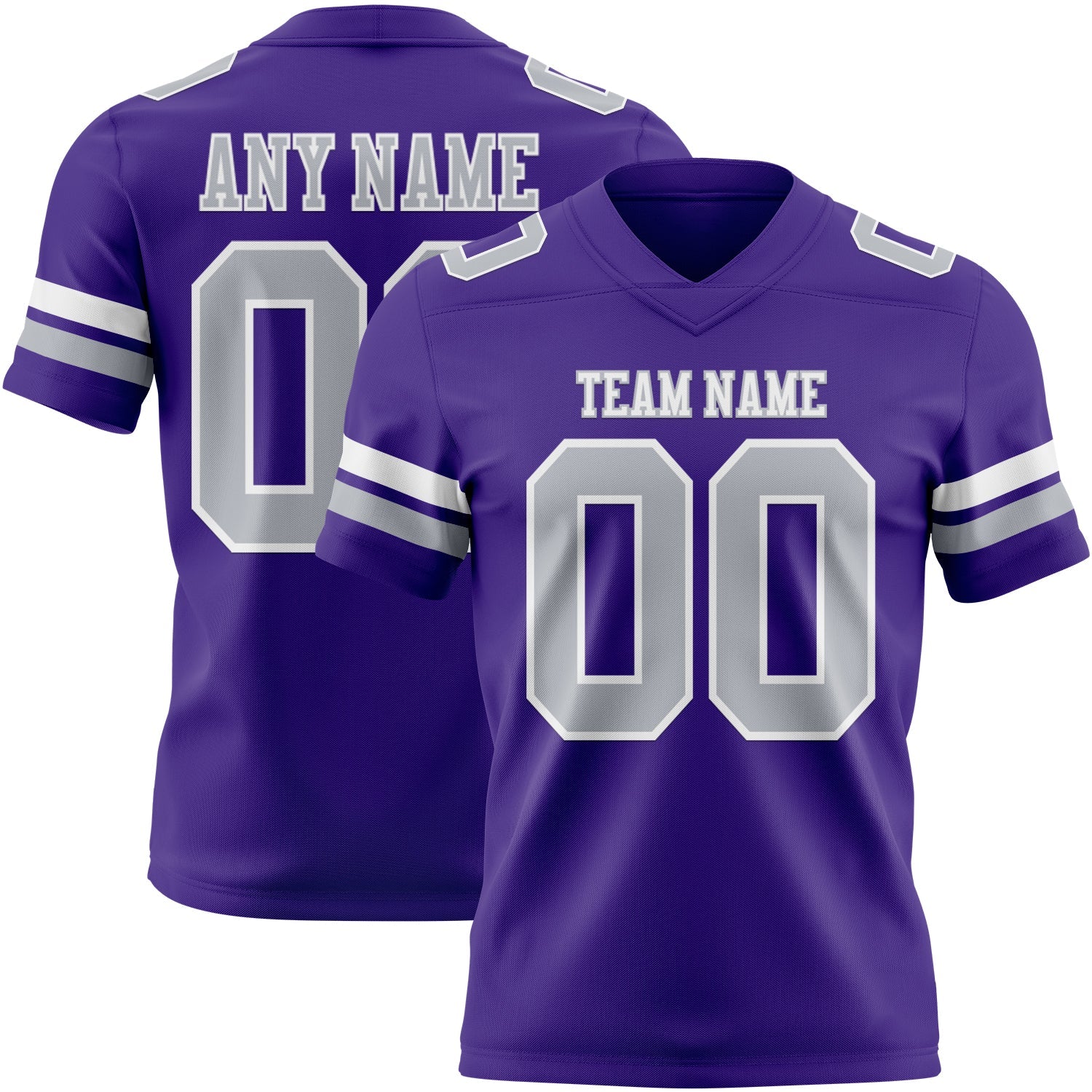 Custom Purple Gray-White Authentic Football Jersey