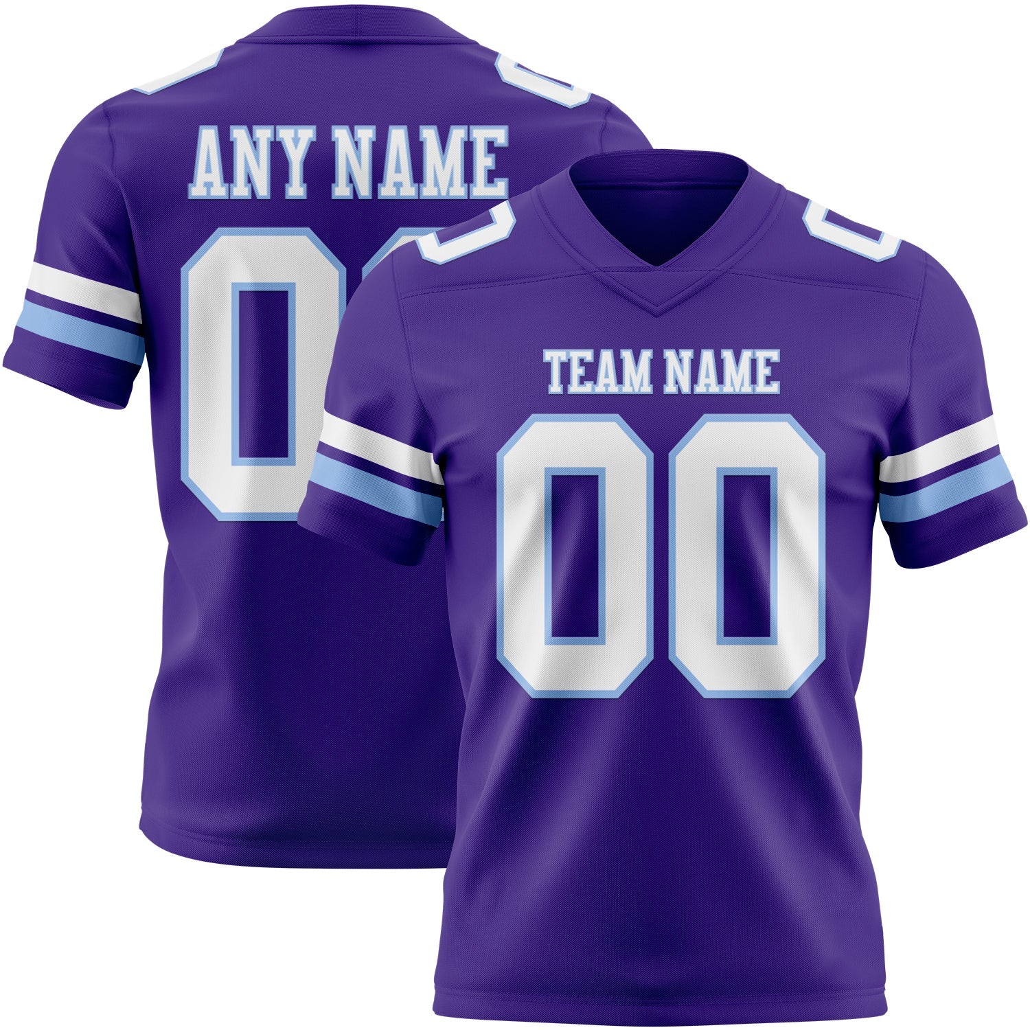Custom Purple White-Light Blue Authentic Football Jersey