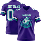 Custom Purple White-Teal Authentic Football Jersey
