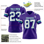 Custom Purple White-Teal Authentic Football Jersey