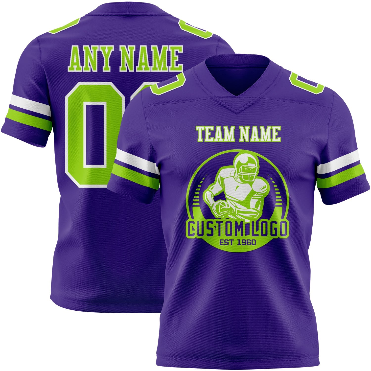 Custom Purple Neon Green-White Authentic Football Jersey