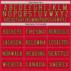 Custom Red Old Gold-Black Mesh Authentic Throwback Football Jersey