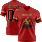 Custom Red Black-Old Gold Authentic Football Jersey