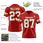Custom Red White-Old Gold Authentic Football Jersey