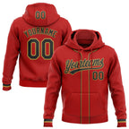 Custom Stitched Red Black-Old Gold Baseball Pullover Sweatshirt Hoodie