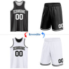 Custom Reversible Black White Double Side Sublimation Basketball Suit Jersey