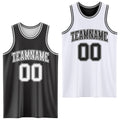 Custom Reversible Black White Double Side Sublimation Basketball Suit Jersey