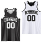 Custom Reversible Black White Double Side Sublimation Basketball Suit Jersey