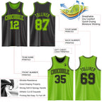 Custom Reversible Black Neon Green Double Side Sublimation Basketball Suit Jersey
