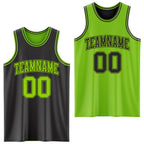 Custom Reversible Black Neon Green Double Side Sublimation Basketball Suit Jersey
