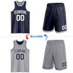 Custom Navy White-Gray Reversible Double Side Sublimation Basketball Suit Jersey