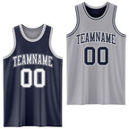 Custom Navy White-Gray Reversible Double Side Sublimation Basketball Suit Jersey