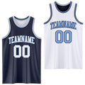 Custom Navy White-Light Blue Reversible Double Side Sublimation Basketball Suit Jersey