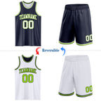 Custom Navy White-Neon Green Reversible Double Side Sublimation Basketball Suit Jersey