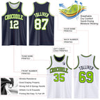 Custom Navy White-Neon Green Reversible Double Side Sublimation Basketball Suit Jersey