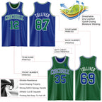 Custom Royal Kelly Green-White Reversible Double Side Sublimation Basketball Suit Jersey