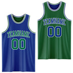 Custom Royal Kelly Green-White Reversible Double Side Sublimation Basketball Suit Jersey