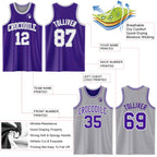 Custom Purple White-Gray Reversible Double Side Sublimation Basketball Suit Jersey
