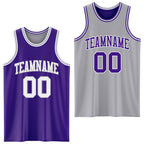 Custom Purple White-Gray Reversible Double Side Sublimation Basketball Suit Jersey