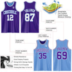 Custom Purple White-Light Blue Reversible Double Side Sublimation Basketball Suit Jersey