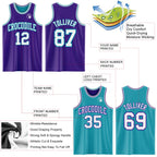 Custom Purple White-Teal Reversible Double Side Sublimation Basketball Suit Jersey