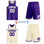 Custom Reversible Purple Cream Double Side Sublimation Basketball Suit Jersey