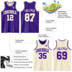 Custom Reversible Purple Cream Double Side Sublimation Basketball Suit Jersey