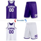 Custom Reversible Purple White-Gray Double Side Sublimation Basketball Suit Jersey