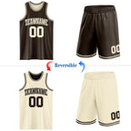 Custom Reversible Brown Cream Double Side Sublimation Basketball Suit Jersey