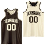 Custom Reversible Brown Cream Double Side Sublimation Basketball Suit Jersey