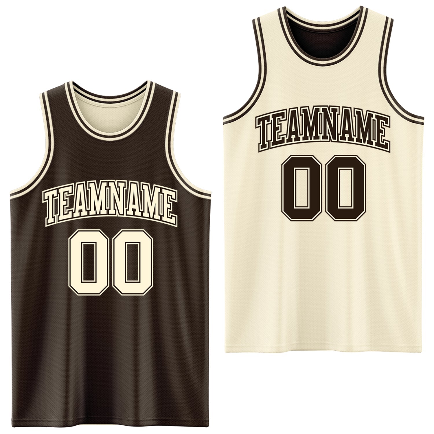 Custom Reversible Brown Cream Double Side Sublimation Basketball Suit Jersey