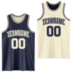 Custom Reversible Navy Cream Double Side Sublimation Basketball Suit Jersey