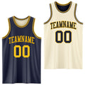 Custom Reversible Navy Gold Double Side Sublimation Basketball Suit Jersey