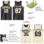 Custom Reversible Black Cream Double Side Sublimation Basketball Suit Jersey